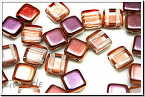 TILE-Beads, 6x6mm, crystal, trans., sunset, 25 Stk.