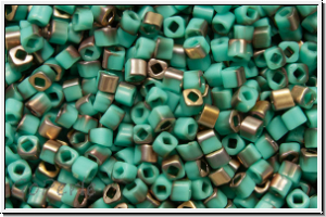 TCS-15-0857fY, TOHO Cubes, 1,5mm, turquoise, op., half capri gold, matte, 5g