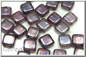 TILE-Beads, 6x6mm, crystal, trans., vega, iris., 25 Stk.