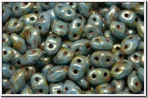 MiniDuo Beads, MATUBO, 2,5x4mm, aqua, op., violet senegal, 5g