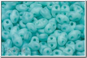 MiniDuo Beads, MATUBO, 2,5x4mm, aqua, silk opal, matte, 5g