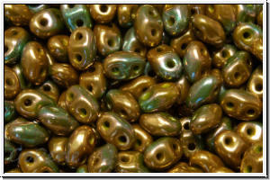 MiniDuo Beads, MATUBO, 2,5x4mm, olivine, op., vega iris. luster, 5g