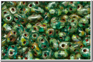 MiniDuo Beads, MATUBO, 2,5x4mm, aqua, trans., picasso, 5g