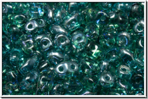 MiniDuo Beads, MATUBO, 2,5x4mm, aqua, trans., half clarit, 5g