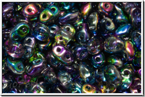 MiniDuo Beads, MATUBO, 2,5x4mm, crystal, trans., magic blue/purple, 5g