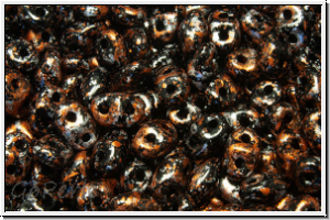 MiniDuo Beads, MATUBO, 2,5x4mm, black, op., copper, tweedy, 5g