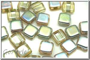 TILE-Beads, 6x6mm, black diamond, trans., AB, 25 Stk.