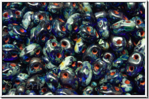 MiniDuo Beads, MATUBO, 2,5x4mm, cobalt, trans., picasso, 5g