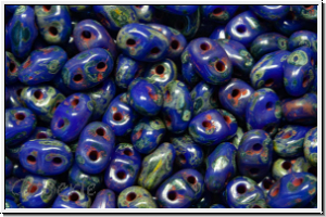 MiniDuo Beads, MATUBO, 2,5x4mm, blue, op., picasso, 5g