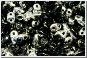 MiniDuo Beads, MATUBO, 2,5x4mm, black, op., half silver, 5g