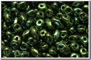 MiniDuo Beads, MATUBO, 2,5x4mm, green, met., 5g