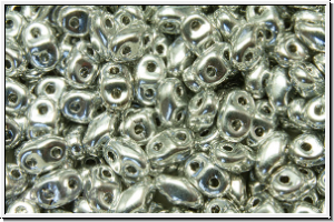 MiniDuo Beads, MATUBO, 2,5x4mm, crystal, trans., full silver, 5g