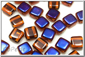 TILE-Beads, 6x6mm, topaz, trans., half azuro, 25 Stk.