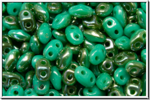 MiniDuo Beads, MATUBO, 2,5x4mm, turquoise, op., half celsian, 5g