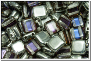 TILE-Beads, 6x6mm, crystal, trans., lt. vitrail, 25 Stk.