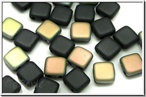 TILE-Beads, 6x6mm, black, op., med. vitrail, matte, 25 Stk.