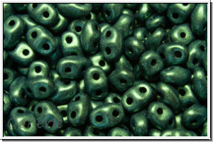 MiniDuo Beads, MATUBO, 2,5x4mm, green, met., suede, 5g