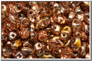 MiniDuo Beads, MATUBO, 2,5x4mm, crystal, trans., half capri gold, 5g