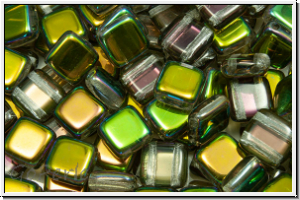 TILE-Beads, 6x6mm, crystal, trans., vitrail, med., 25 Stk.