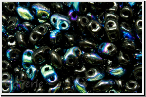 MiniDuo Beads, MATUBO, 2,5x4mm, black, op., AB, 5g