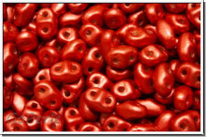 MiniDuo Beads, MATUBO, 2,5x4mm, lava red, met., satin, 5g