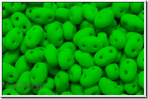 MiniDuo Beads, MATUBO, 2,5x4mm, white, alabaster, neon green, matte, 5g