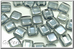 TILE-Beads, 6x6mm, crystal, trans., blue lagoon, 25 Stk.