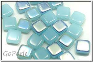 TILE-Beads, 6x6mm, blue, alabaster, AB, 25 Stk.