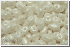 MiniDuo Beads, MATUBO, 2,5x4mm, white, alabaster, pearl shine white, 5g