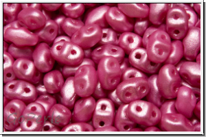 MiniDuo Beads, MATUBO, 2,5x4mm, white, alabaster, pearl shine hot pink, 5g