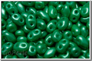 MiniDuo Beads, MATUBO, 2,5x4mm, white, alabaster, pearl shine green, 5g