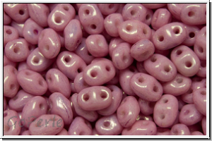 MiniDuo Beads, MATUBO, 2,5x4mm, white, op., rose marbled, 5g