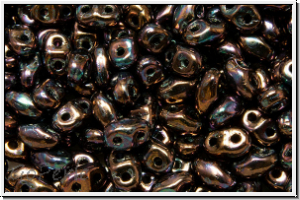 MiniDuo Beads, MATUBO, 2,5x4mm, black, op., iris. luster, 5g