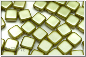 TILE-Beads, 6x6mm, white, alabaster, green, lt., pastel, 25 Stk.