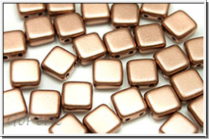 TILE-Beads, 6x6mm, copper, metallic, satin, 25 Stk.