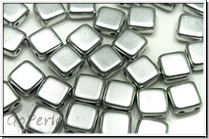 TILE-Beads, 6x6mm, silver, metallic, satin, 25 Stk.