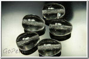 Bhm. Glasperle, Tropfen, lngs gebohrt, 11x8mm, crystal, trans., 5 Stk.