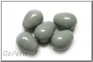 Bhm. Glasperle, Tropfen, lngs gebohrt, 11x8mm, white, alabaster, fiesta grey mist, 5 Stk.