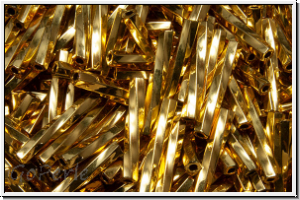 MTWB-4-0191, MIYUKI Twisted Bugles, Nr. 4 (12mm), gold, bright, met., 24kt plated, 1g (Kleinere Menge!)