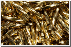 MTWB-4-0193, MIYUKI Twisted Bugles, Nr. 4 (12mm), gold, lt., met., 24kt plated, 1g (Kleinere Menge!)