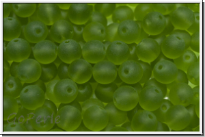 bhm. Glasperle, rund, 6mm, olivine, trans., matte, 25 Stk.