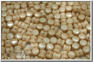 Diabolo-Beads, 5x5mm, white, op., champagne luster, 25 Stk.