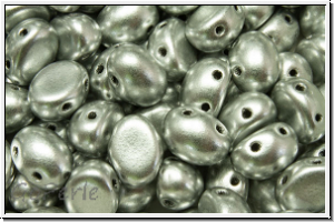 Candy-Beads, oval, PRECIOSA, 6x8mm, silver, met., satin, 20 Stk.