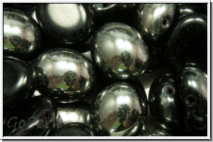 Candy-Beads, oval, PRECIOSA, 10x12mm, black, op., half chrome, 10 Stk.