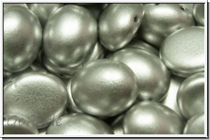 Candy-Beads, oval, PRECIOSA, 10x12mm, silver, met., satin, 10 Stk.