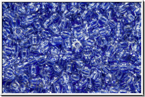 PR-11-00331, PRECIOSA Rocailles, 11/0, crystal, trans., 10 blue stripes, 20g