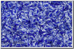 PR-11-00330, PRECIOSA Rocailles, 11/0, crystal, trans., 4 blue stripes, 20g