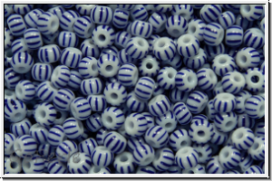 PR-11-03331, PRECIOSA Rocailles, 11/0, white, op., 10 blue stripes, 20g