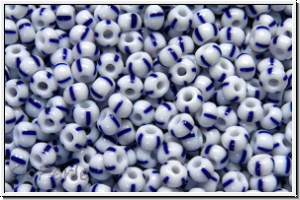 PR-11-03330, PRECIOSA Rocailles, 11/0, white, op., 4 blue stripes, 20g