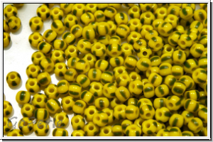 PR-11-83520, PRECIOSA Rocailles, 11/0, yellow, op., 4 green stripes, 20g